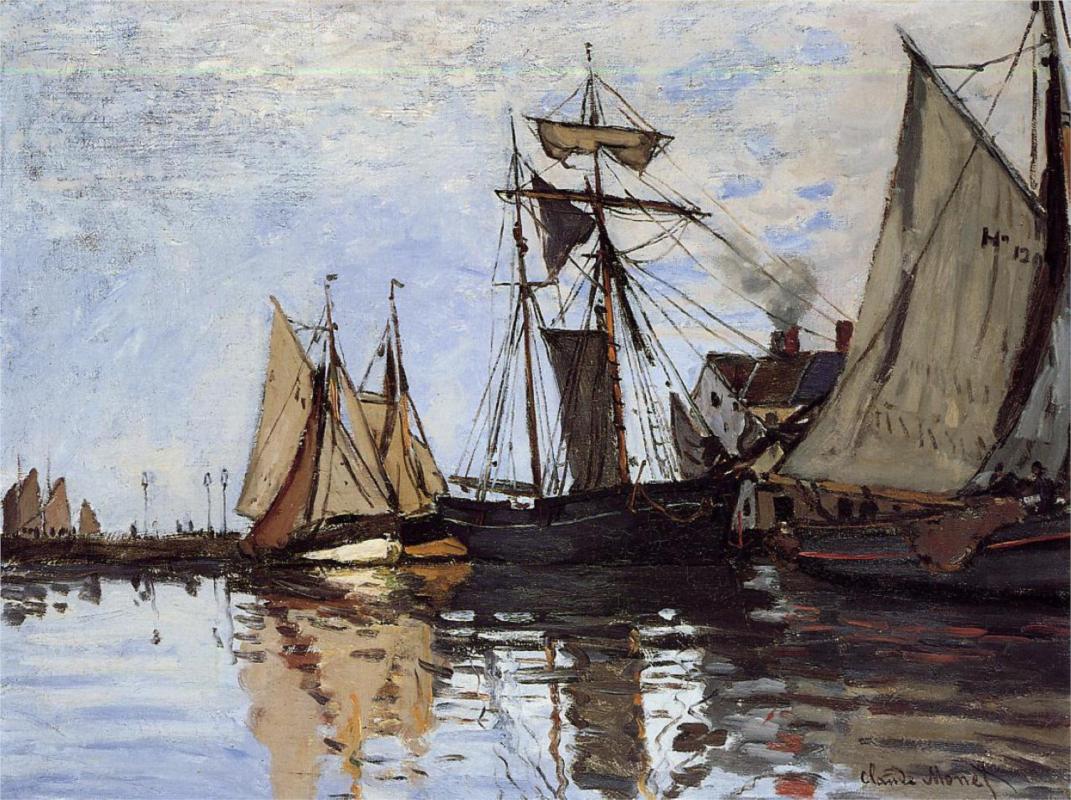 Boats in the Port of Honfleur - Claude Monet Paintings